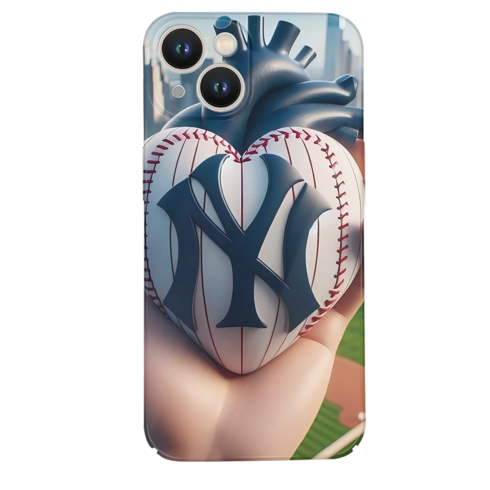 New York Yankees Heart IPhone 14 Series Full-Cover Hard Case – Shockproof With Raised Camera Protection – Precise Cutouts, Wireless Charging Compatible – Durable, Anti-Yellowing, Easy To Clean